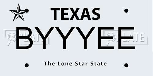 BYYYEE Texas License Plate