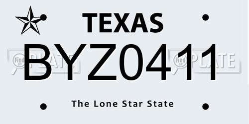 BYZ0411 Texas License Plate