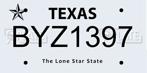 BYZ1397 Texas License Plate