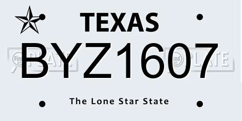 BYZ1607 Texas License Plate