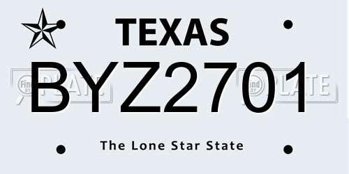 BYZ2701 Texas License Plate