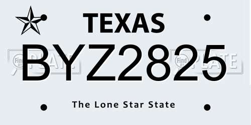 BYZ2825 Texas License Plate