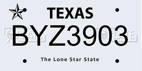 BYZ3903 Texas License Plate