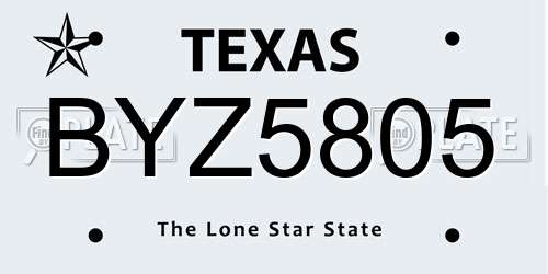 BYZ5805 Texas License Plate