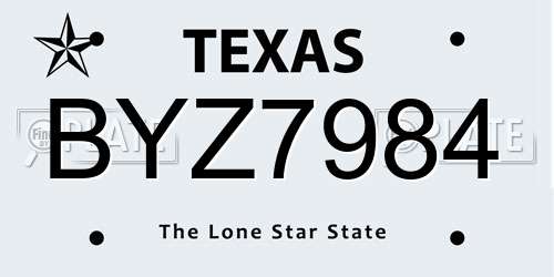BYZ7984 Texas License Plate