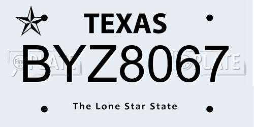 BYZ8067 Texas License Plate