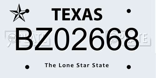 BZ02668 Texas License Plate