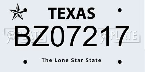 BZ07217 Texas License Plate