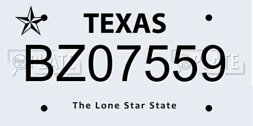 BZ07559 Texas License Plate