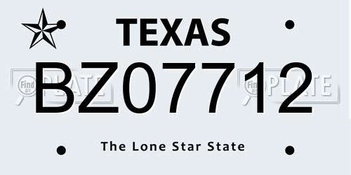 BZ07712 Texas License Plate