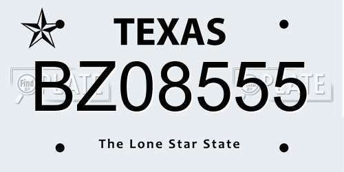 BZ08555 Texas License Plate
