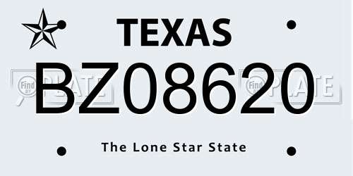 BZ08620 Texas License Plate
