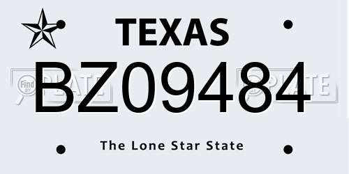 BZ09484 Texas License Plate