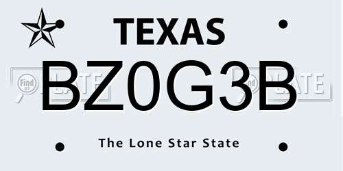 BZ0G3B Texas License Plate