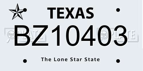 BZ10403 Texas License Plate