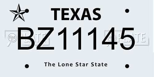 BZ11145 Texas License Plate