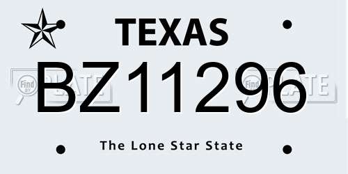 BZ11296 Texas License Plate