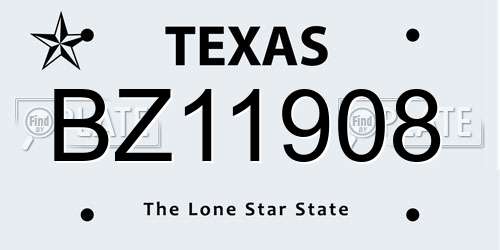 BZ11908 Texas License Plate