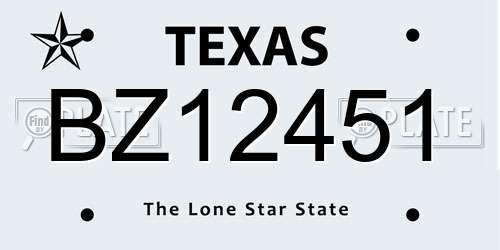 BZ12451 Texas License Plate