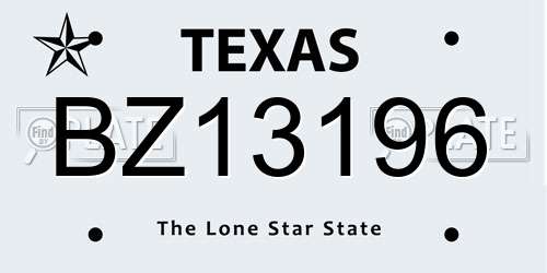 BZ13196 Texas License Plate