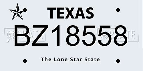 BZ18558 Texas License Plate