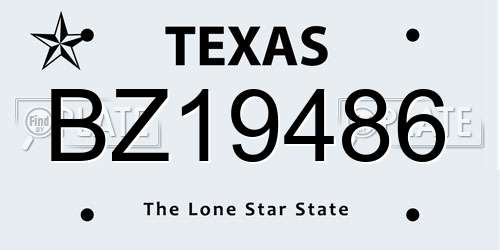 BZ19486 Texas License Plate
