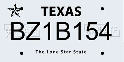 BZ1B154 Texas License Plate