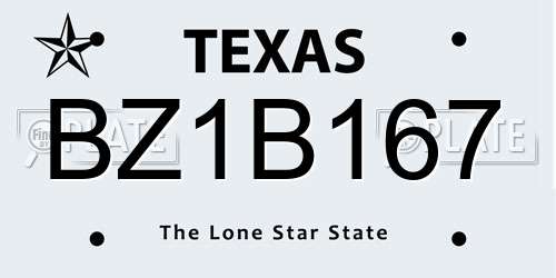 BZ1B167 Texas License Plate