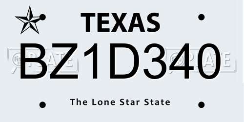 BZ1D340 Texas License Plate