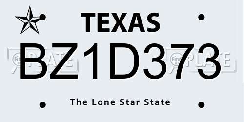 BZ1D373 Texas License Plate