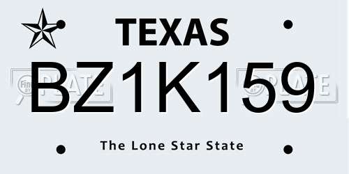 BZ1K159 Texas License Plate