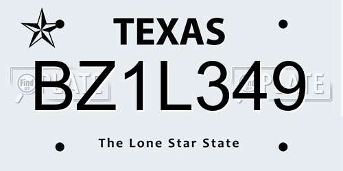 BZ1L349 Texas License Plate