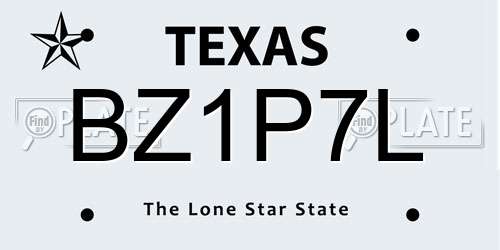 BZ1P7L Texas License Plate