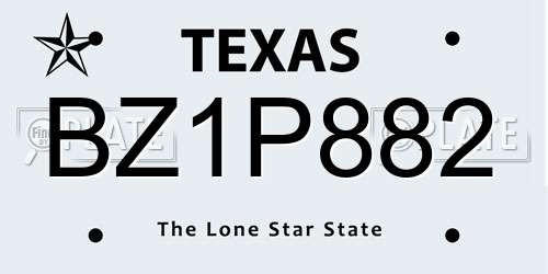 BZ1P882 Texas License Plate