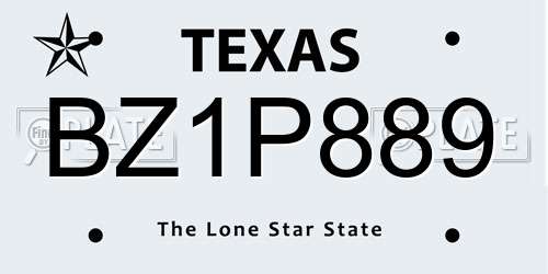 BZ1P889 Texas License Plate