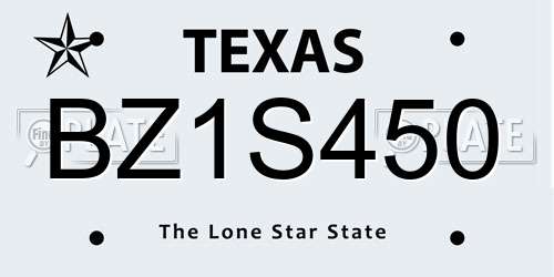 BZ1S450 Texas License Plate