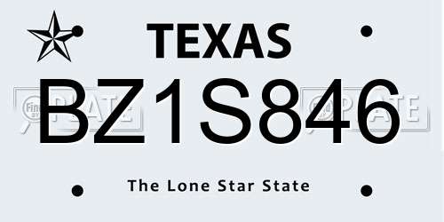 BZ1S846 Texas License Plate
