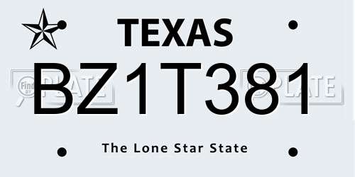 BZ1T381 Texas License Plate