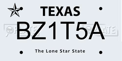 BZ1T5A Texas License Plate