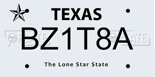 BZ1T8A Texas License Plate