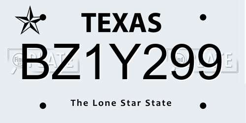 BZ1Y299 Texas License Plate