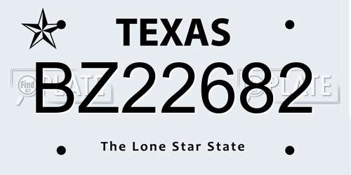 BZ22682 Texas License Plate