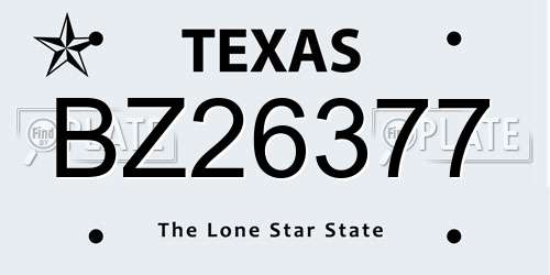 BZ26377 Texas License Plate