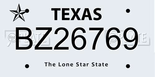 BZ26769 Texas License Plate