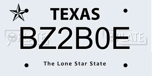 BZ2B0E Texas License Plate