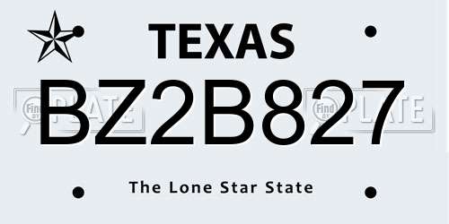 BZ2B827 Texas License Plate