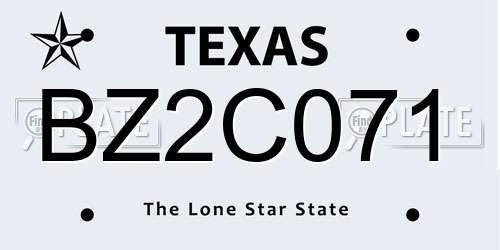 BZ2C071 Texas License Plate