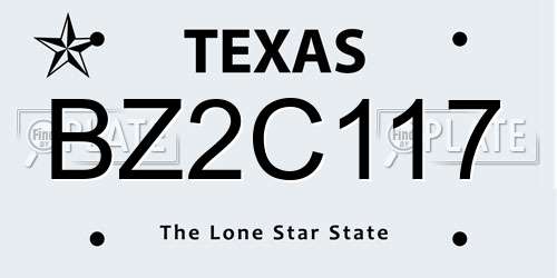 BZ2C117 Texas License Plate