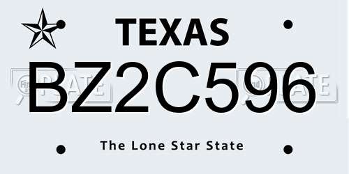 BZ2C596 Texas License Plate