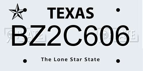 BZ2C606 Texas License Plate